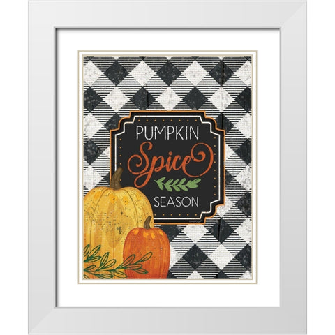 Pumpkin Spice Season White Modern Wood Framed Art Print with Double Matting by Pugh, Jennifer