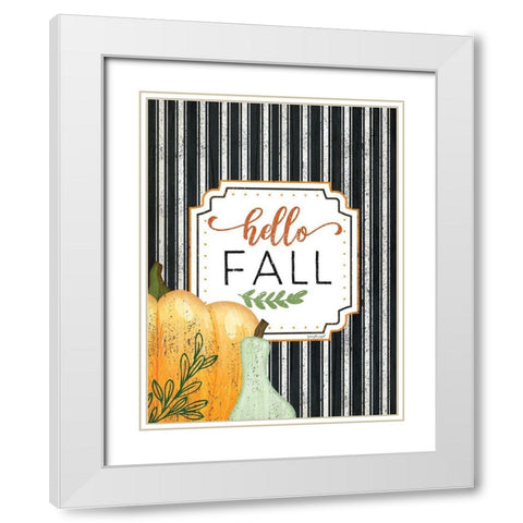 Hello Fall White Modern Wood Framed Art Print with Double Matting by Pugh, Jennifer