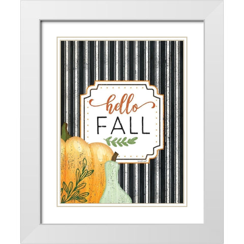 Hello Fall White Modern Wood Framed Art Print with Double Matting by Pugh, Jennifer