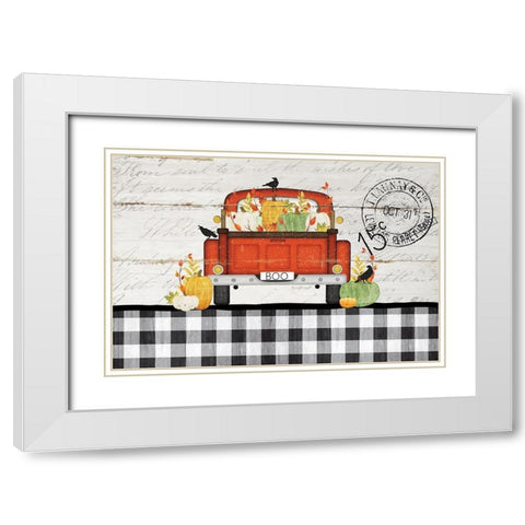 Halloween Truck White Modern Wood Framed Art Print with Double Matting by Pugh, Jennifer