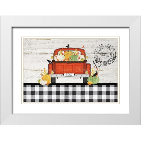 Halloween Truck White Modern Wood Framed Art Print with Double Matting by Pugh, Jennifer