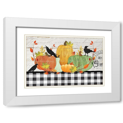 Pumpkins White Modern Wood Framed Art Print with Double Matting by Pugh, Jennifer