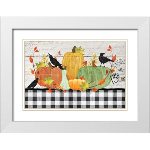 Pumpkins White Modern Wood Framed Art Print with Double Matting by Pugh, Jennifer