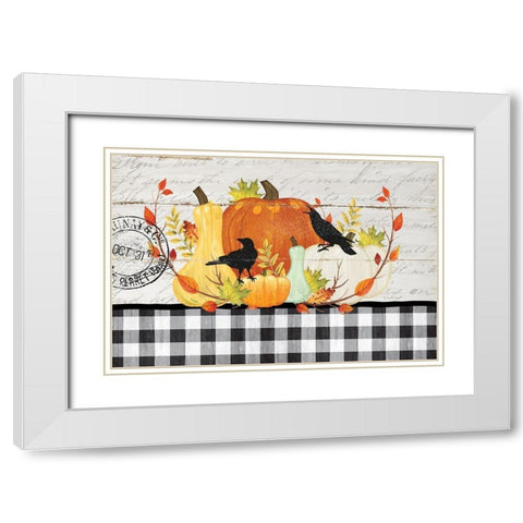 Pumpkins II White Modern Wood Framed Art Print with Double Matting by Pugh, Jennifer