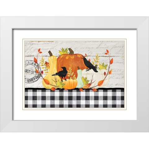 Pumpkins II White Modern Wood Framed Art Print with Double Matting by Pugh, Jennifer