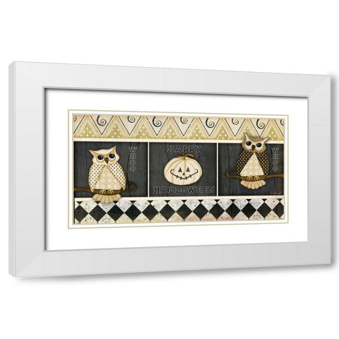 Happy Halloween Rug I White Modern Wood Framed Art Print with Double Matting by Pugh, Jennifer