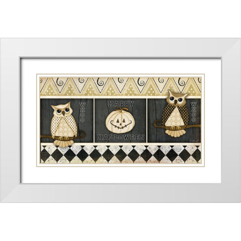 Happy Halloween Rug I White Modern Wood Framed Art Print with Double Matting by Pugh, Jennifer