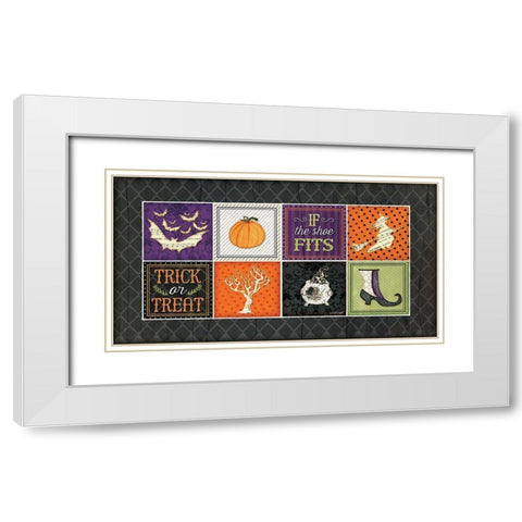 Happy Halloween Rug II White Modern Wood Framed Art Print with Double Matting by Pugh, Jennifer