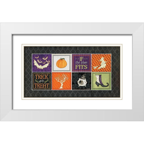 Happy Halloween Rug II White Modern Wood Framed Art Print with Double Matting by Pugh, Jennifer