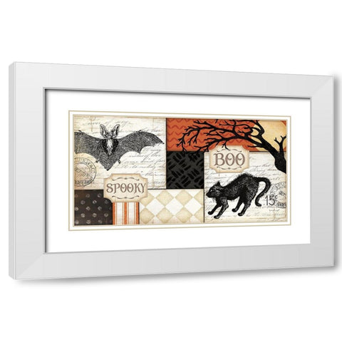 Happy Halloween Rug IV White Modern Wood Framed Art Print with Double Matting by Pugh, Jennifer