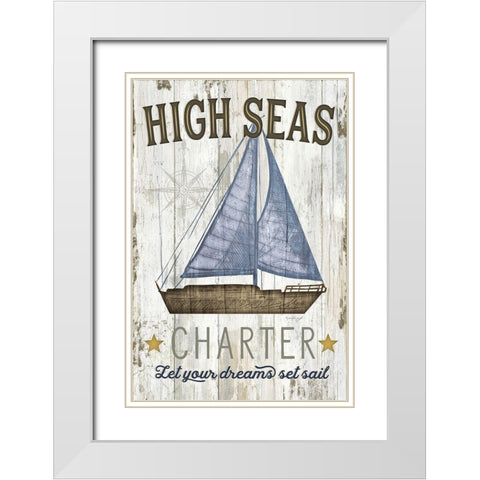 High Seas Charter White Modern Wood Framed Art Print with Double Matting by Pugh, Jennifer