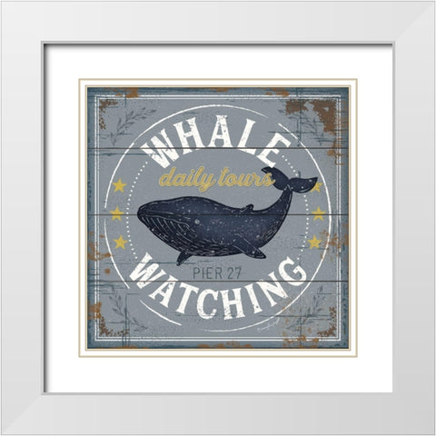 Whale Watching White Modern Wood Framed Art Print with Double Matting by Pugh, Jennifer