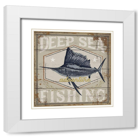 Deep Sea Fishing White Modern Wood Framed Art Print with Double Matting by Pugh, Jennifer