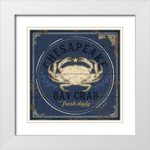 Chesapeake Bay Crab White Modern Wood Framed Art Print with Double Matting by Pugh, Jennifer