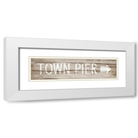 Town Pier White Modern Wood Framed Art Print with Double Matting by Pugh, Jennifer