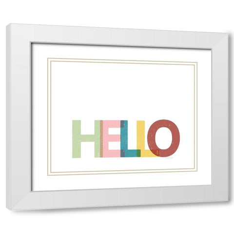 Hello White Modern Wood Framed Art Print with Double Matting by Pugh, Jennifer