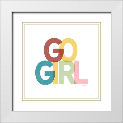 Go Girl White Modern Wood Framed Art Print with Double Matting by Pugh, Jennifer