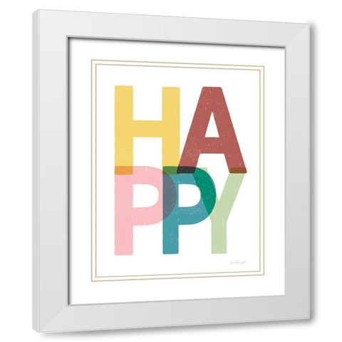 Happy White Modern Wood Framed Art Print with Double Matting by Pugh, Jennifer