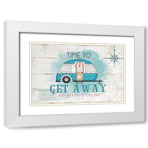 Time to Get Away White Modern Wood Framed Art Print with Double Matting by Pugh, Jennifer