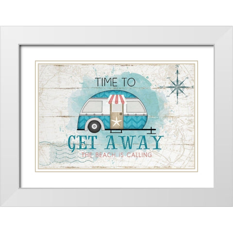 Time to Get Away White Modern Wood Framed Art Print with Double Matting by Pugh, Jennifer