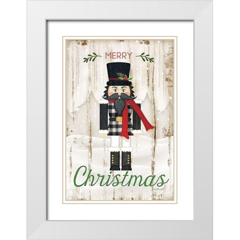 Merry Christmas White Modern Wood Framed Art Print with Double Matting by Pugh, Jennifer