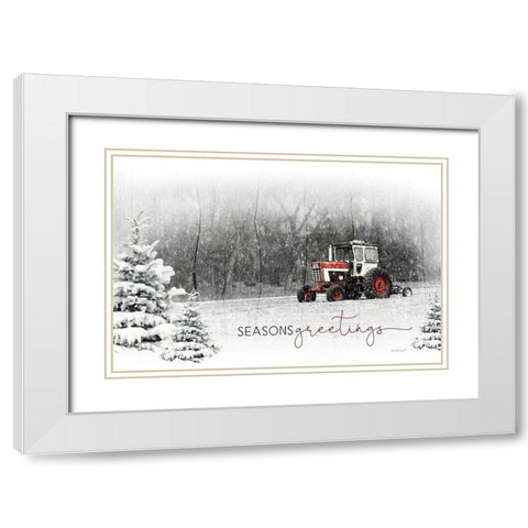 Seasons Greetings White Modern Wood Framed Art Print with Double Matting by Pugh, Jennifer