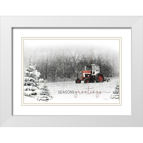 Seasons Greetings White Modern Wood Framed Art Print with Double Matting by Pugh, Jennifer