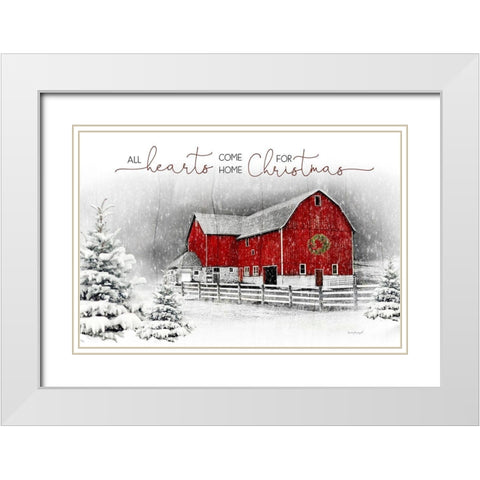 All Hearts White Modern Wood Framed Art Print with Double Matting by Pugh, Jennifer