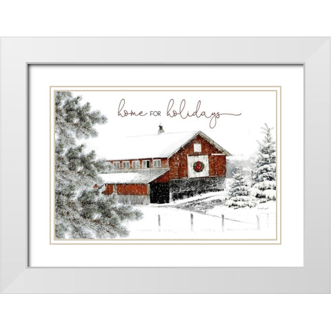 Home for the Holidays White Modern Wood Framed Art Print with Double Matting by Pugh, Jennifer