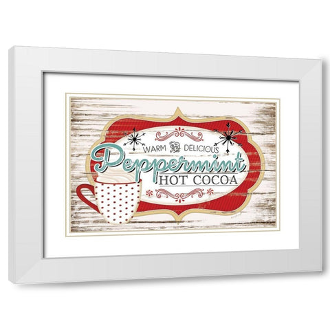 Peppermint Hot Cocoa White Modern Wood Framed Art Print with Double Matting by Pugh, Jennifer