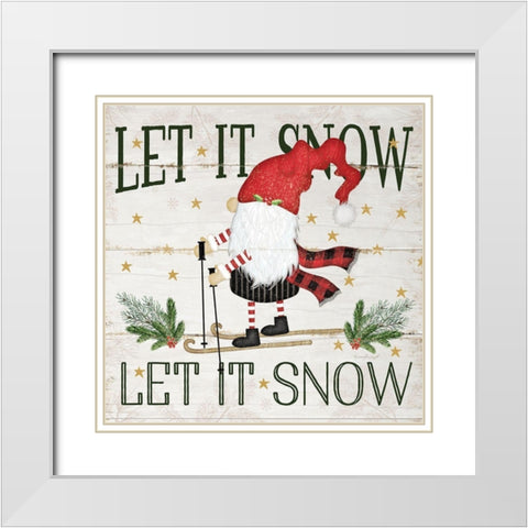 Let it Snow Gnome White Modern Wood Framed Art Print with Double Matting by Pugh, Jennifer