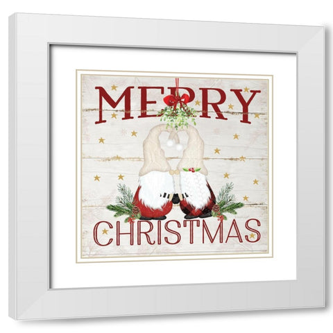 Gnome Mistletoe White Modern Wood Framed Art Print with Double Matting by Pugh, Jennifer