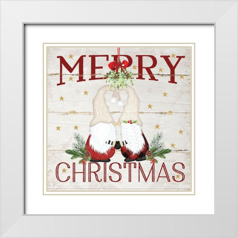 Gnome Mistletoe White Modern Wood Framed Art Print with Double Matting by Pugh, Jennifer