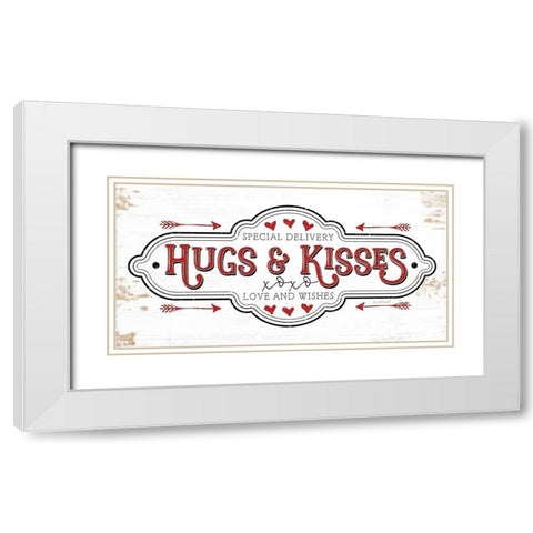 Hugs and Kisses White Modern Wood Framed Art Print with Double Matting by Pugh, Jennifer