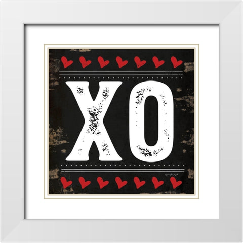 XO  White Modern Wood Framed Art Print with Double Matting by Pugh, Jennifer