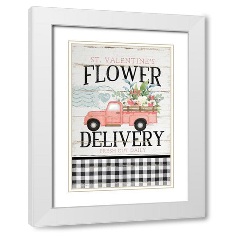 Flower Delivery White Modern Wood Framed Art Print with Double Matting by Pugh, Jennifer