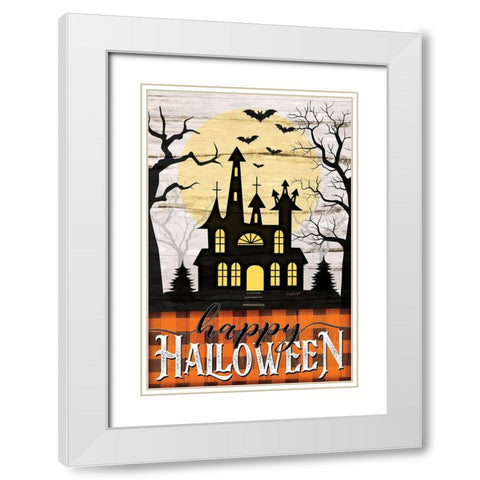 Happy Halloween White Modern Wood Framed Art Print with Double Matting by Pugh, Jennifer