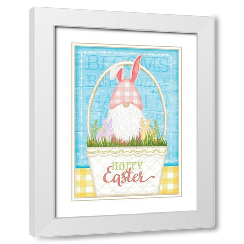 Easter Gnomes White Modern Wood Framed Art Print with Double Matting by Pugh, Jennifer