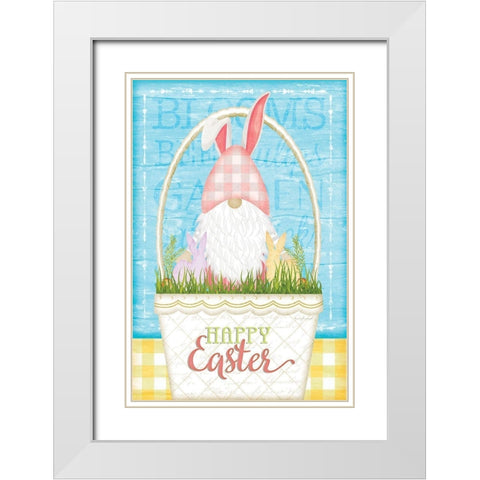 Easter Gnomes White Modern Wood Framed Art Print with Double Matting by Pugh, Jennifer