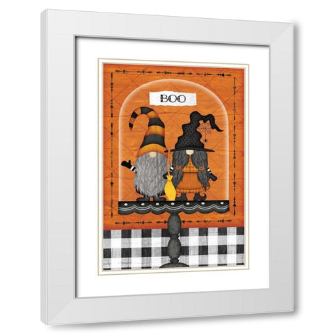 Halloween Gnomes White Modern Wood Framed Art Print with Double Matting by Pugh, Jennifer