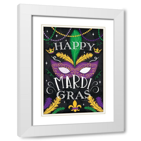 Mardi Gras White Modern Wood Framed Art Print with Double Matting by Pugh, Jennifer