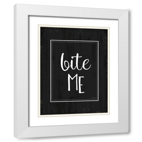 Bite Me White Modern Wood Framed Art Print with Double Matting by Pugh, Jennifer