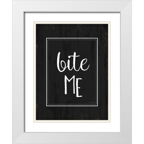 Bite Me White Modern Wood Framed Art Print with Double Matting by Pugh, Jennifer