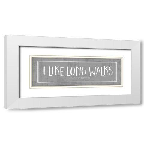 Long Walks White Modern Wood Framed Art Print with Double Matting by Pugh, Jennifer