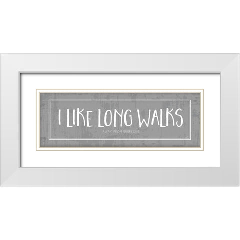 Long Walks White Modern Wood Framed Art Print with Double Matting by Pugh, Jennifer