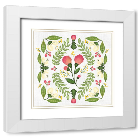Folk Floral II White Modern Wood Framed Art Print with Double Matting by Pugh, Jennifer