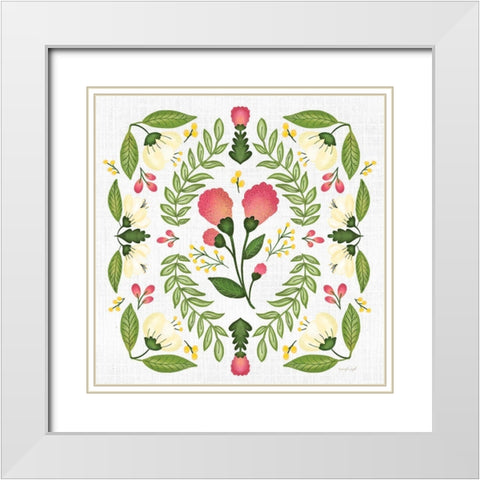 Folk Floral II White Modern Wood Framed Art Print with Double Matting by Pugh, Jennifer