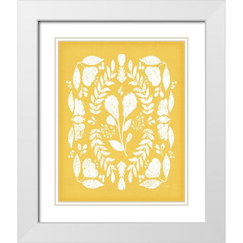 Folk Floral in Yellow White Modern Wood Framed Art Print with Double Matting by Pugh, Jennifer