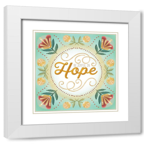 Be Joyful White Modern Wood Framed Art Print with Double Matting by Pugh, Jennifer