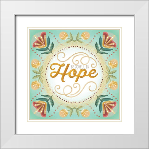 Be Joyful White Modern Wood Framed Art Print with Double Matting by Pugh, Jennifer
